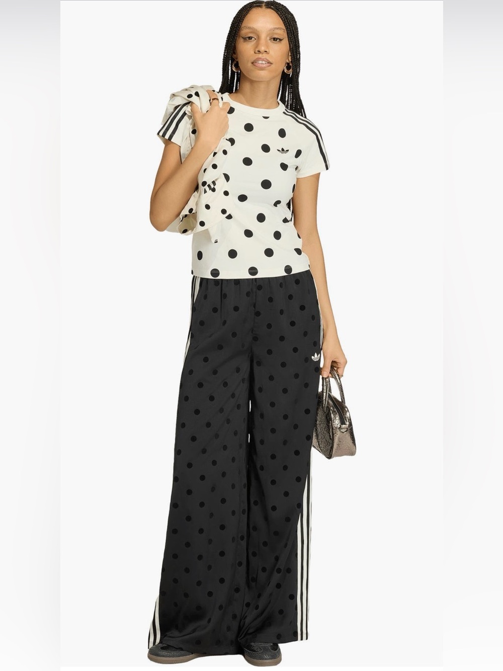 NWT adidas Polka Dot Firebird Wide leg Track Pants - Picture 6 of 15